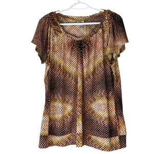 Worthington Green / Pink Short Sleeve Blouse Size 1X